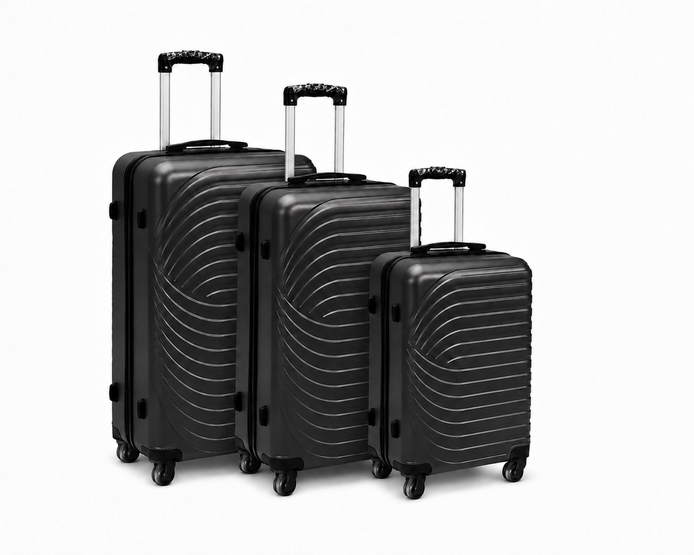 (image for) 003 Set of 3 Black Hard Shell Suitcases